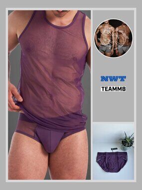 Teamm8 - Score Sheer Tank and Brief Set - Plum Purple (M) - PRICE FIRM